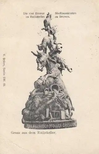 (95) AK Bremen, Bremer Stadtmusikanten im Ratskeller 1906