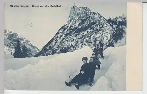 [Ansichtskarte] (105837) AK Oberammergau, Gruss von der Rodelbahn, 1911. 