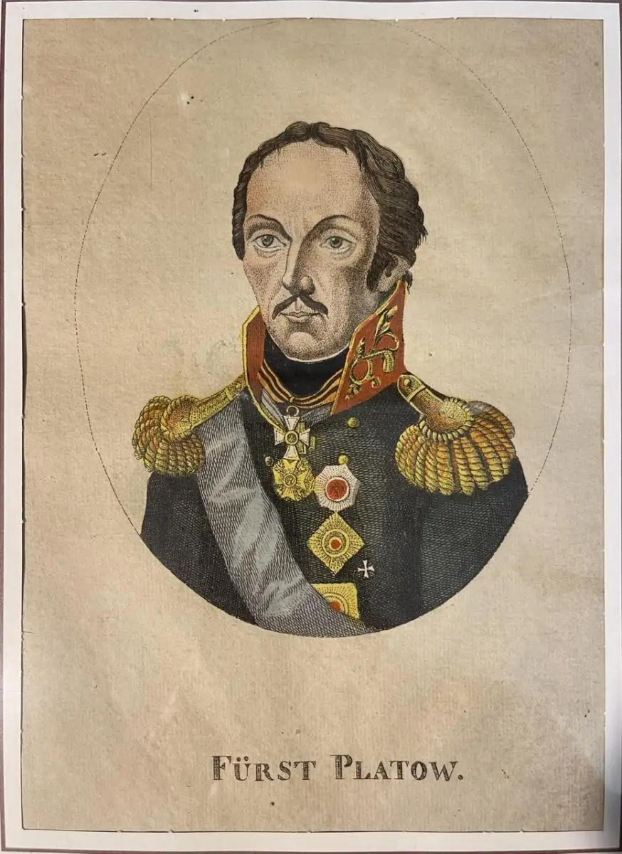 4 handkolorierte Kupferstiche um 1813 „Preußische Fürsten und Adelige“ alt antik 2