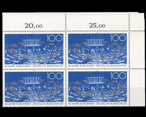 Deutschland (BRD), MiNr. 1422, 4er Block Ecke re. oben, postfrisch - 51344