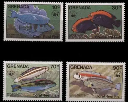 Grenada, Fische / Meerestiere, MiNr. 1299-1302, postfrisch - 692012