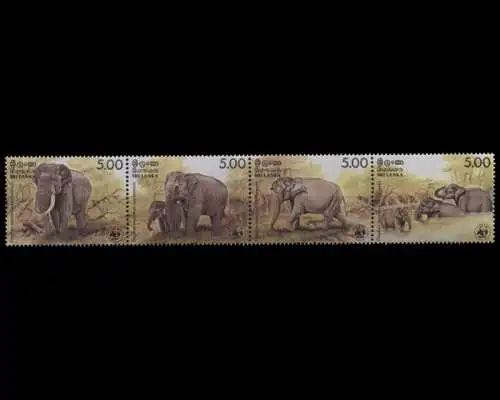 Sri Lanka, Tiere, MiNr. 753-756 Viererstreifen, postfrisch - 692063