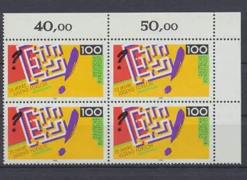 Deutschland (BRD), MiNr. 1453, Viererblock, Ecke rechts oben, postfrisch, Michel Nr. 1453 (4), postfrisch - 60214