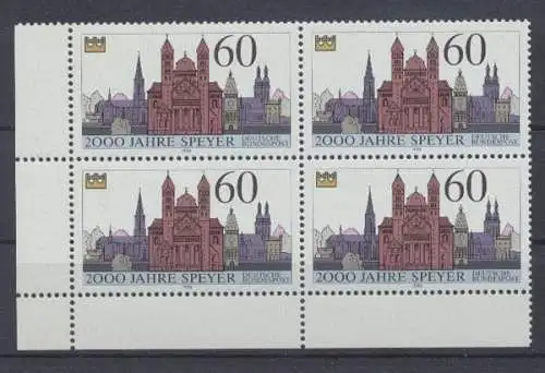 Deutschland, MiNr. 1444, Viererblock, Ecke links unten, postfrisch - 60207