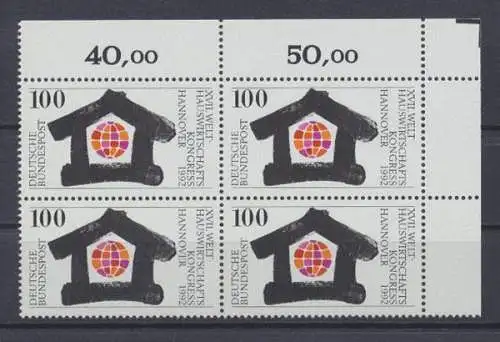 Deutschland, MiNr. 1620, 4er Block, Ecke re. oben, postfrisch - 60203