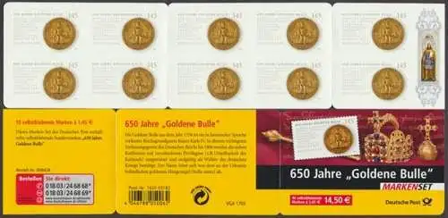 Deutschland (BRD), Michel Nr. MH 62, 2516, Goldener Bulle, postfrisch - 609601