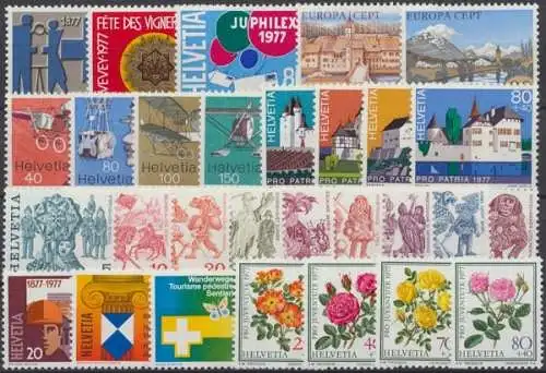 Schweiz, MiNr. 1087-1115, Jahrgang 1977, postfrisch - 693496