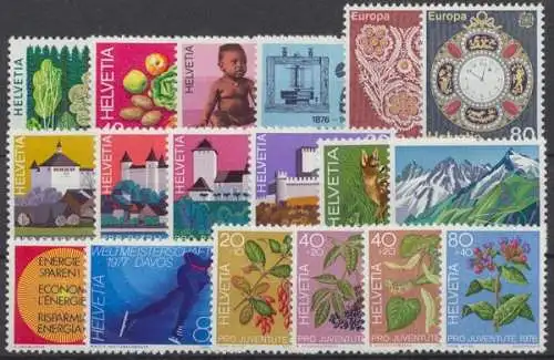 Schweiz, MiNr. 1069-1086, Jahrgang 1976, postfrisch - 693495