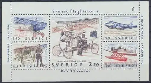 Schweden, Flugzeuge, MiNr. Block 12, postfrisch - 692770