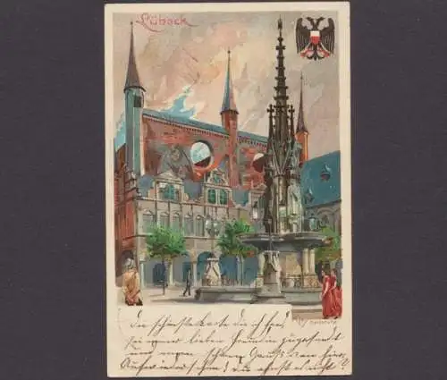 Lübeck, Rathaus, Karte mit Wappen - 403065