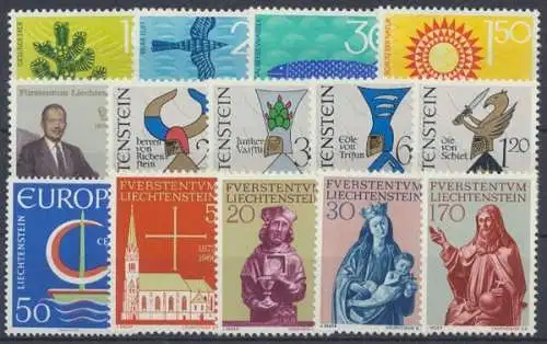 Liechtenstein, MiNr. 460-473, Jahrgang 1966, postfrisch - 693357