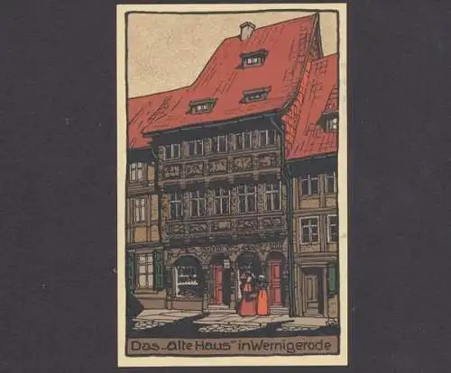 Wernigerode, Künstler-Stein-Zeichnung, das "alte Haus" - 403558