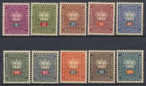 Liechtenstein Dienstmarken, MiNr. 35-44, postfrisch - 693377