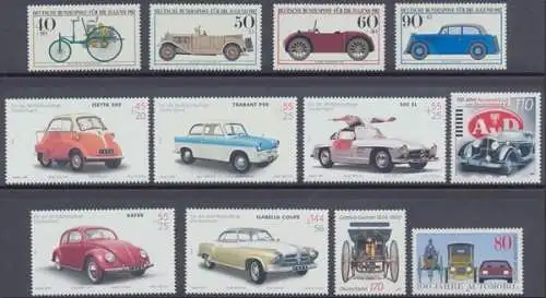 Deutschland (BRD), Automobile, 12 verschiedene Marken, postfrisch / MNH - 692774