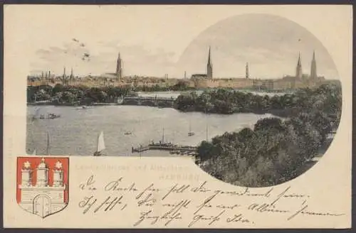 Hamburg, Lombardbrücke, Alsterdamm, Wappen - 410904