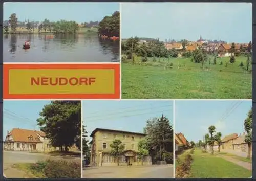 Neudorf (Krs. Quedlinburg), Gondelteich, Teilansicht, FDGB Gaststätte "Zur Schenke" und "Waldblick", Hauptstraße - 411537