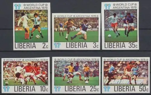 Liberia, Fußball, MiNr. 1061-1066 B, WM 1978, postfrisch - 601024