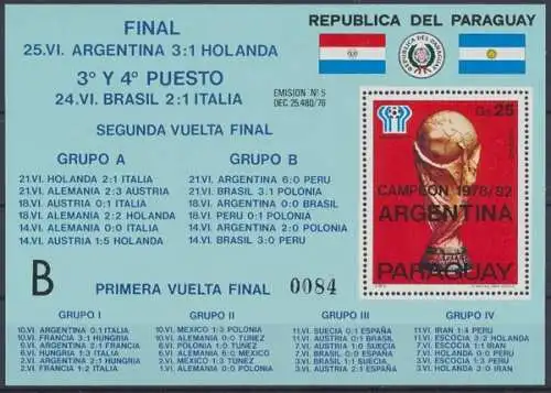 Paraguay, Fußball, MiNr. Block 329, postfrisch - 601054