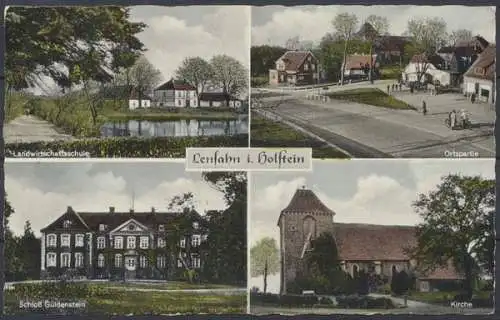 Lensahn i. Holstein, Landwirtschaftsschule, Ortspartie, Schloß Güldenstein, Kirche - 411865