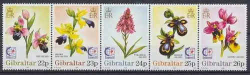 Gibraltar, MiNr. 722-726 Fünferstreifen, postfrisch - 603343