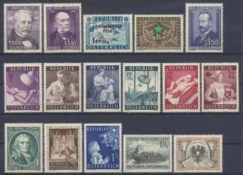 Österreich, MiNr. 996-1011, Jahrgang 1954, postfrisch - 693749