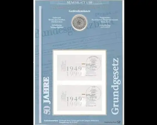 BRD, Numisblatt 1/1999, 50 Jahre Grundgesetz - 1/1999