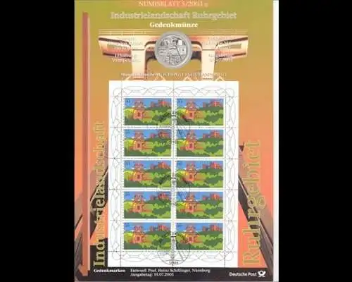 BRD, Numisblatt 5/2003, Industrielandschaft Ruhrgebiet - 5/2003