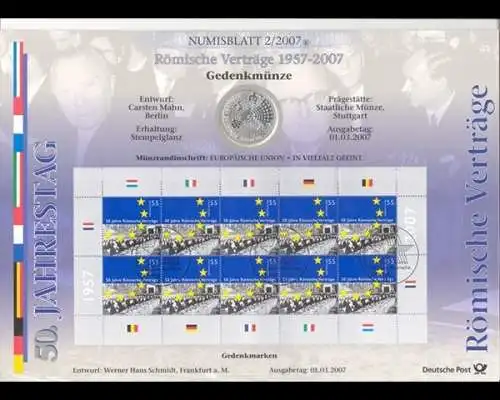 BRD, Numisblatt 2/2007, Römische Verträge 1957-2007 - 2/2007