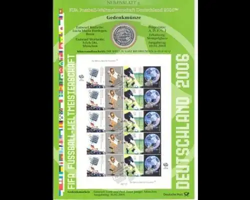 BRD, Numisblatt 6/2005, FIFA Fußballwelmeisterschaft 2006 - 6/2005