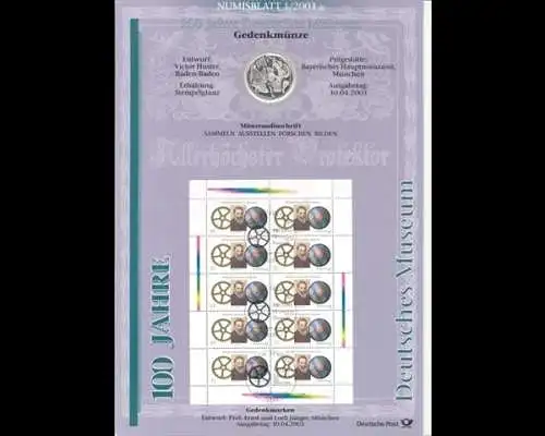 BRD, Numisblatt 1/2003, 100 Jahre Deutsches Museum - 1/2003