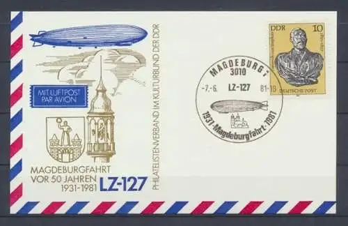 DDR, MiNr. 2579 Zeppelin-Karte zur Erinnerung an die Fahrt von LZ 127 - 692726