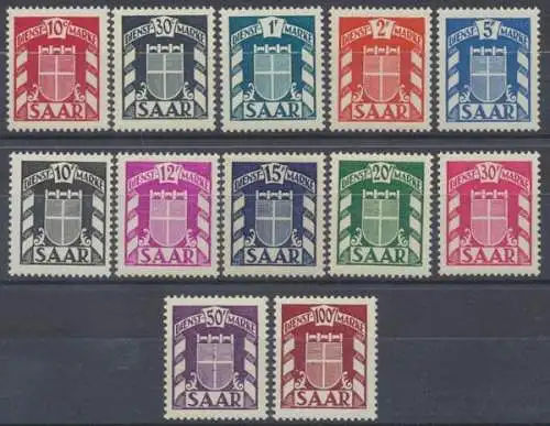 Saarland Dienstmarken, MiNr. 33-44, postfrisch - 605932