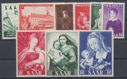 Saarland, MiNr. 348-356, Jahrgang 1954, postfrisch - 605925