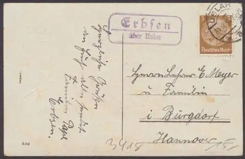 Erbsen über Uslar, Landpoststempel auf Bedarfskarte, 1935 - 500325