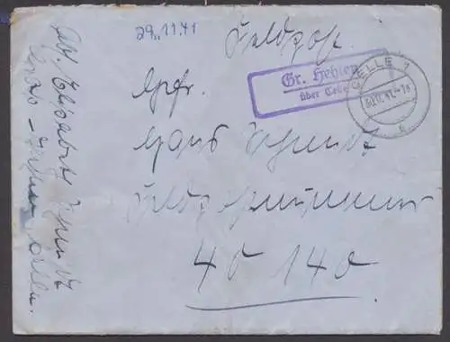 Groß Hehlen über Celle, Landpoststempel auf Feldpostbrief, 1941 - 500334