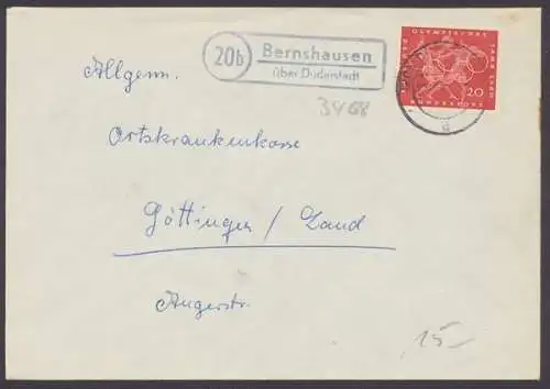 Bernshausen über Duderstadt, Landpoststempel auf Brief, 1960 - 500353