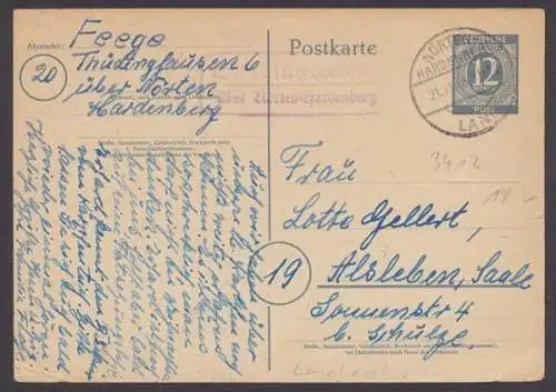 Thüdinghausen über Nörten - Hardenberg, Landpoststempel auf Ganssache, 1946 - 500372