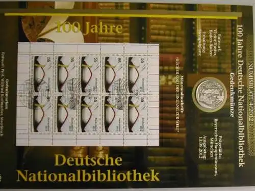 BRD, Numisblatt 4/2012, 100 Jahre Deutsche Nationalbibliothek - 4/2012