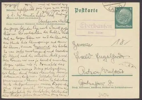 Eberhausen über Uslar, Landpoststempel auf Ganzsache - 500341