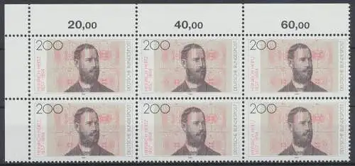 Deutschland (BRD), MiNr. 1710, 6er Block, Eckrand links oben, postfrisch - 607770