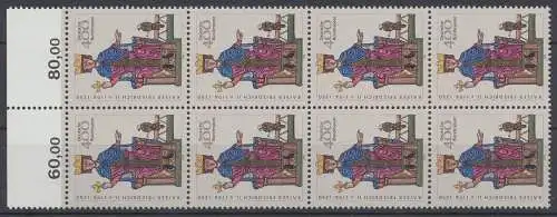 Deutschland (BRD), MiNr. 1738, 8er Bogenteil, Oberrand, postfrisch - 607775