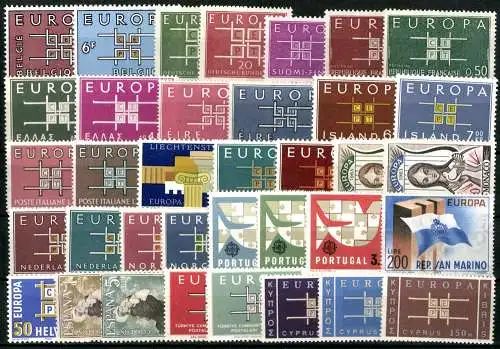 Europa Union (CEPT) Jahrgang 1963, 19 Länder, postfrisch/MNH - 608085