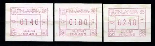 Finnland, Automaten, MiNr. 4, 3 Werte, postfrisch - 610949