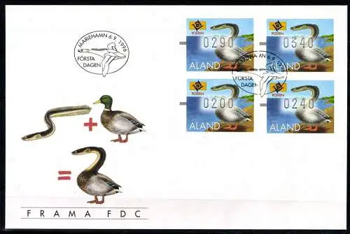 Aland, Automaten, MiNr. 7, 4 Werte, FDC - 610898