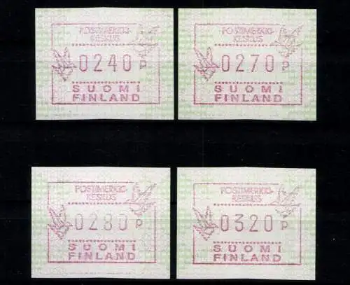 Finnland, Automaten, MiNr. 28, 4 Werte, postfrisch - 610963