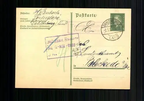 Tosterglope Dahlenburg Land, Landpoststempel auf Ganzsache - 510023