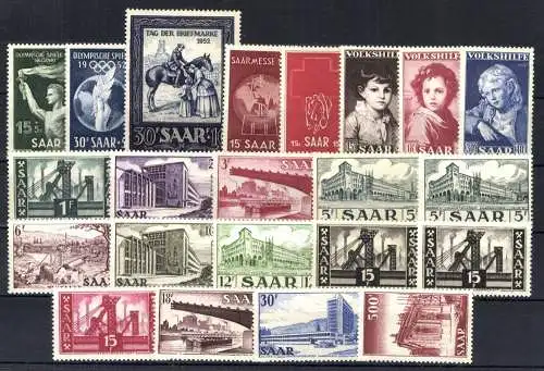 Saarland, MiNr. 314-340, Jahrgang 1952, postfrisch - 612820