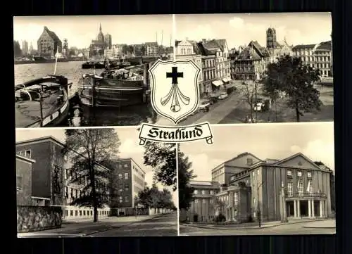 Stralsund, 4 Bilderkarte mit Stadtwappen - 415399