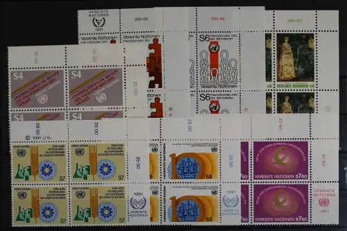 UNO Wien, MiNr. 16-22, Jahrgang 1981, Viererblöcke, postfrisch - 620649