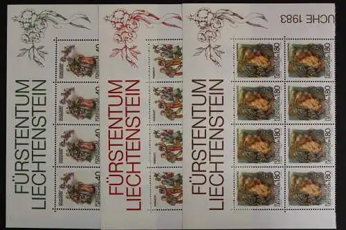 Liechtenstein, MiNr. 818-820, 8er Bogenteile, postfrisch - 620683